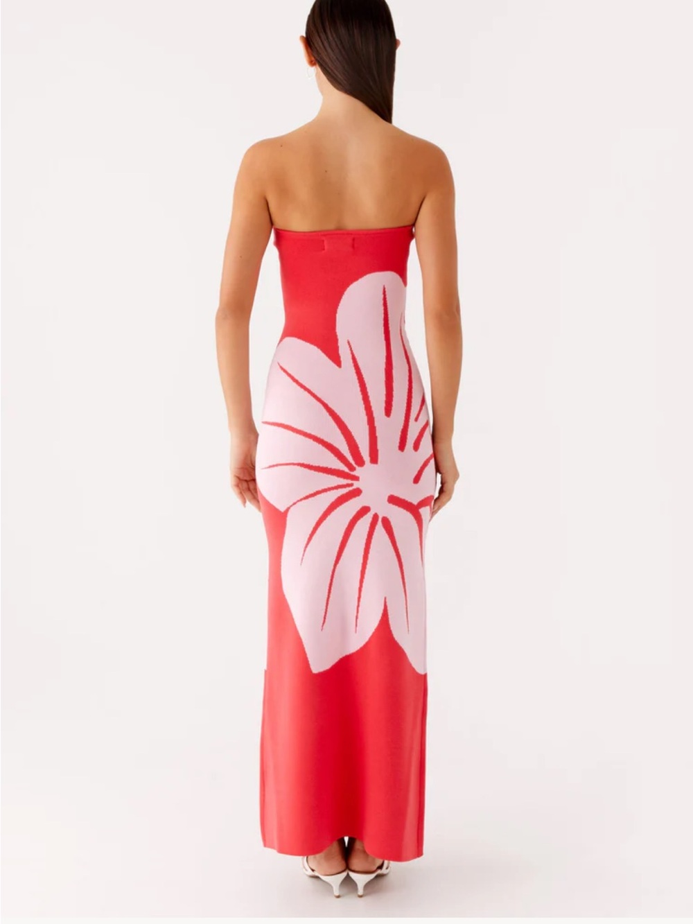 Peppermayo Jala Strapless Knit Maxi Dress - Red Floral NWOT M/L - Picture 3 of 4